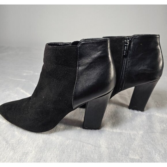 Nine West Leather and Suede Zipper Booties-Black-SZ 8M - Picture 2 of 8